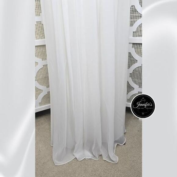DaVinci White Chiffon Ruched V-Neck Beaded Waist & Strap Floor Length Dress 14 - Picture 10 of 16